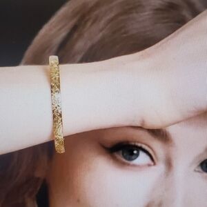 OUR SPARE CHANGE 18K GOLD PLATED NWT. FLORAL TEXTURE CUFF ADJUSTABLE